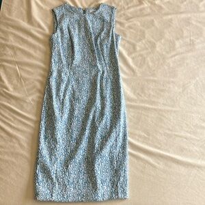 Elegant Blue Patterned Sleeveless Dress